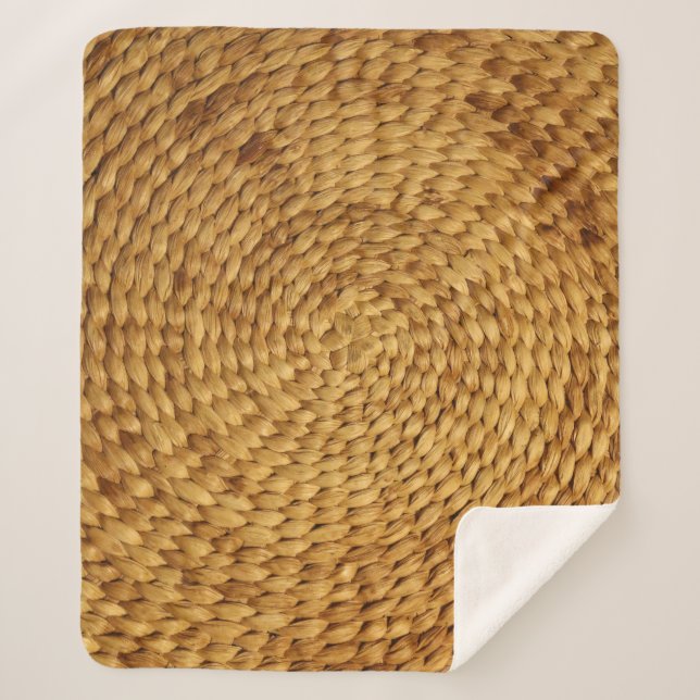 Woven Bast: Textured Brown Authenticity Sherpa Blanket (Front)