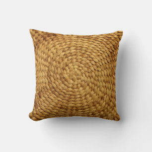 Woven Bast: Textured Brown Authenticity Throw Pillow