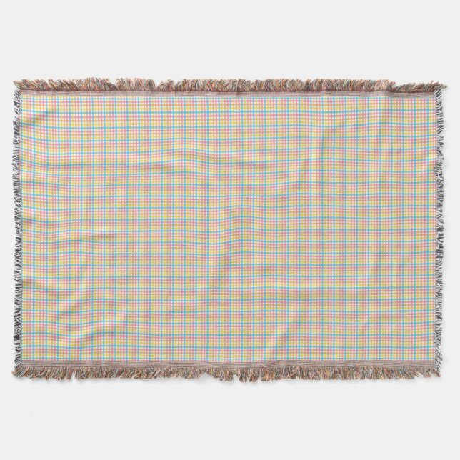 Woven blanket with a colourful plaid pattern (Front)