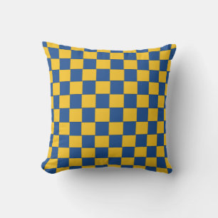 Woven Blue and Yellow Chequered Throw Pillow