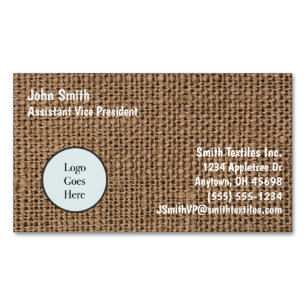 Woven Burlap Textile Hessian Jute Custom 7 Line  Magnetic Business Card