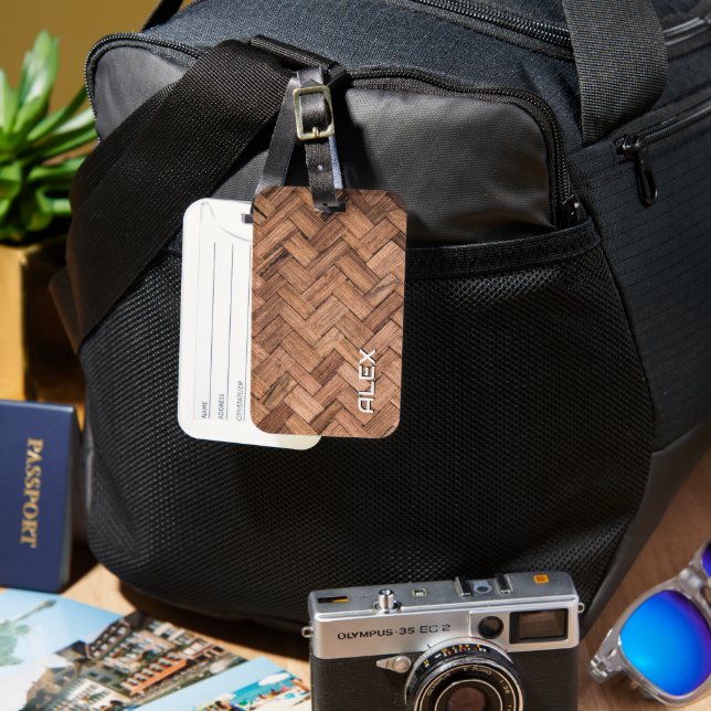 Woven Cane Pattern – Natural Fiber Texture Luggage Tag (Front & Back)