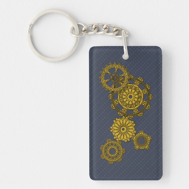 Woven Clockwork Acrylic Keychain (Front)
