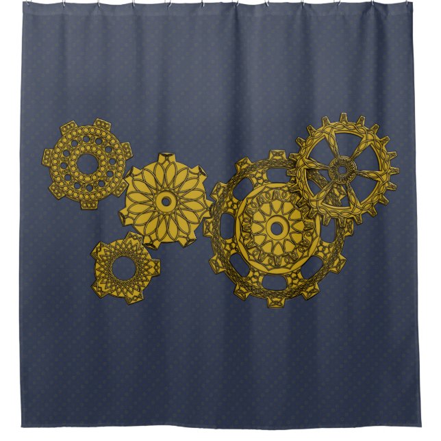 Woven Clockwork Shower Curtain (Front)