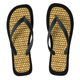 Woven Effect Black Trim Flip Flops