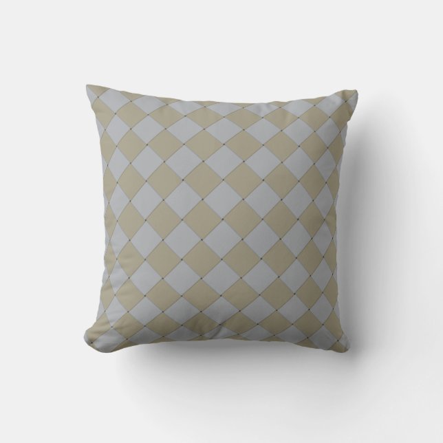 Woven Gold and Silver Diagonal Graphic Pattern Throw Pillow (Front)