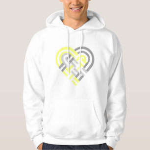 Woven Heart Demigender Pride Flag Yellow Grey Hoodie