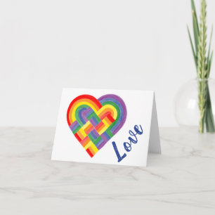 Woven Heart LGBTQ+ Rainbow Pride Flag Note Card