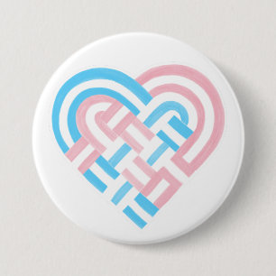 Woven Heart Trans Transgender Pride Flag Pink Blue 3 Inch Round Button