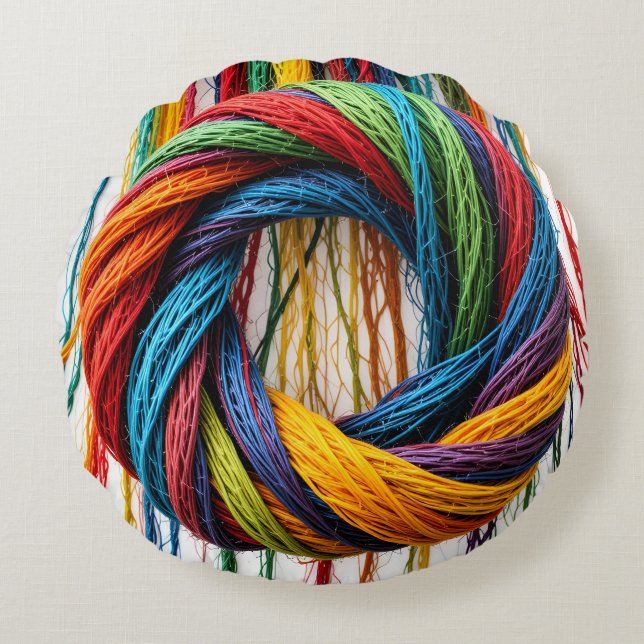 Woven in Unity Round Pillow (Front)
