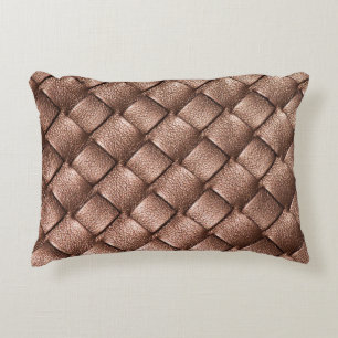 Woven leather, bronze colour background. accent pillow