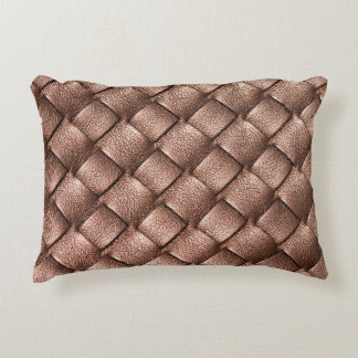 Woven leather, bronze colour background. accent pillow
