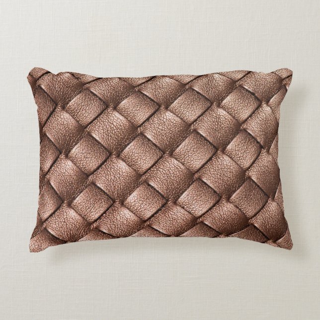 Woven leather, bronze colour background. accent pillow (Front)