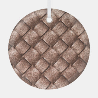 Woven leather, bronze colour background. glass ornament