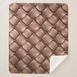 Woven leather, bronze colour background. sherpa blanket