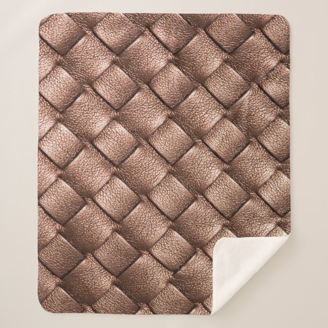 Woven leather, bronze colour background. sherpa blanket (Front)