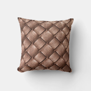 Woven leather, bronze colour background. throw pillow