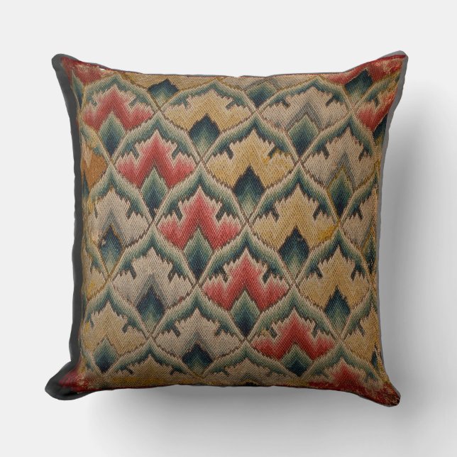  Woven Masterpiece: Textile Needlework Throw Pillo Throw Pillow (Front)