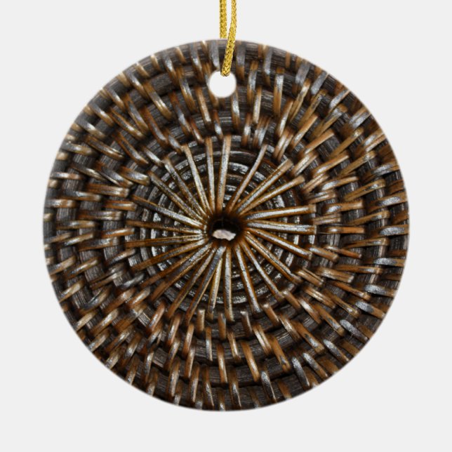 Woven Mat Ceramic Ornament (Front)
