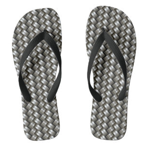 Woven metal pattern flip flops