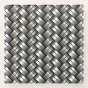 Woven metal pattern glass coaster