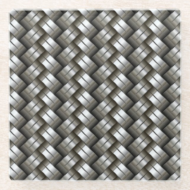 Woven metal pattern glass coaster (Front)