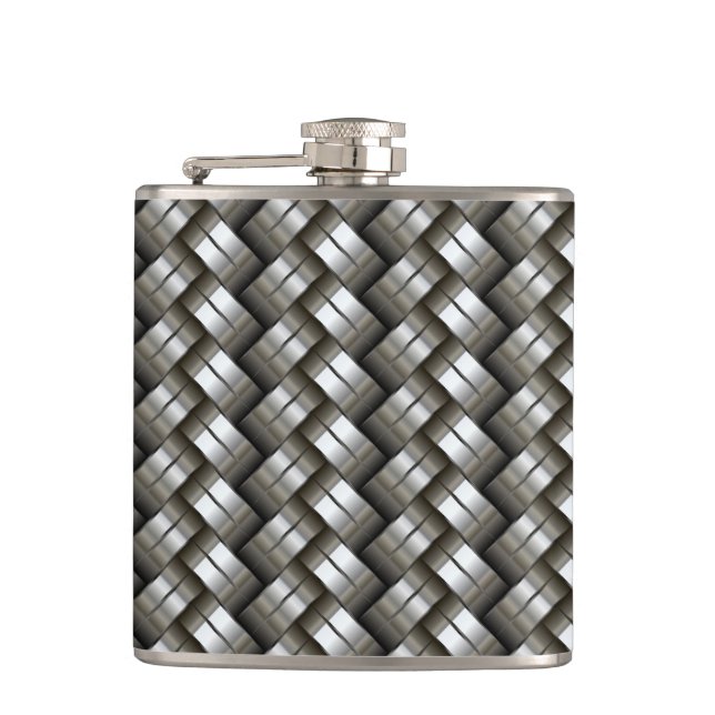 Woven metal pattern hip flask (Front)