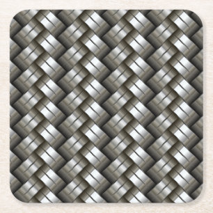 Woven metal pattern square paper coaster