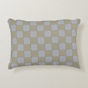 Woven Plaid Lowkey Gold and Silver Graphic Pattern Accent Pillow