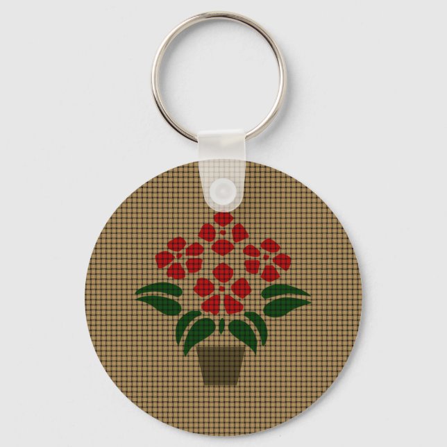 Woven Poinsetta Keychain (Front)