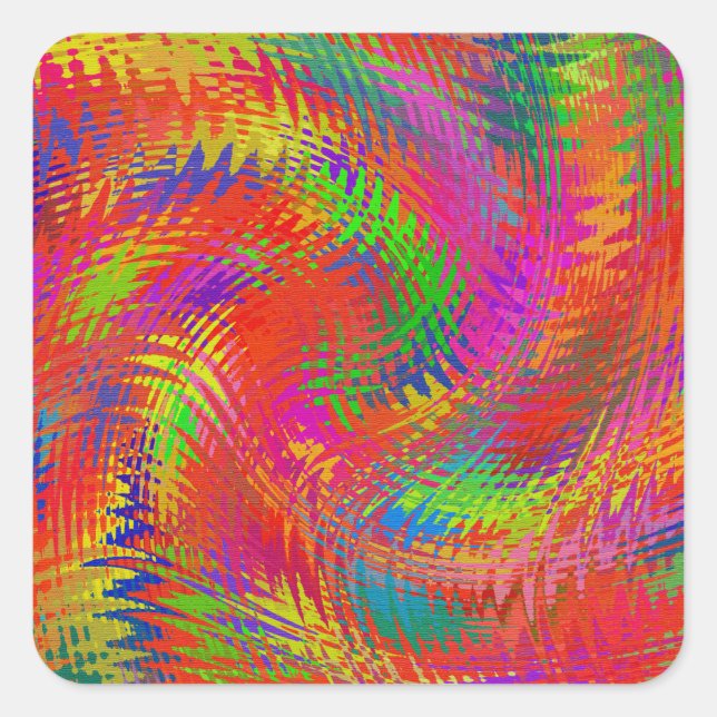 Woven Rainbow Square Sticker (Front)
