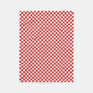 Woven Red and White Tiled Pattern Fleece Blanket