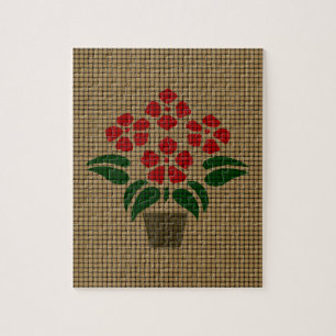 Woven Red Poinsetta Jigsaw Puzzle