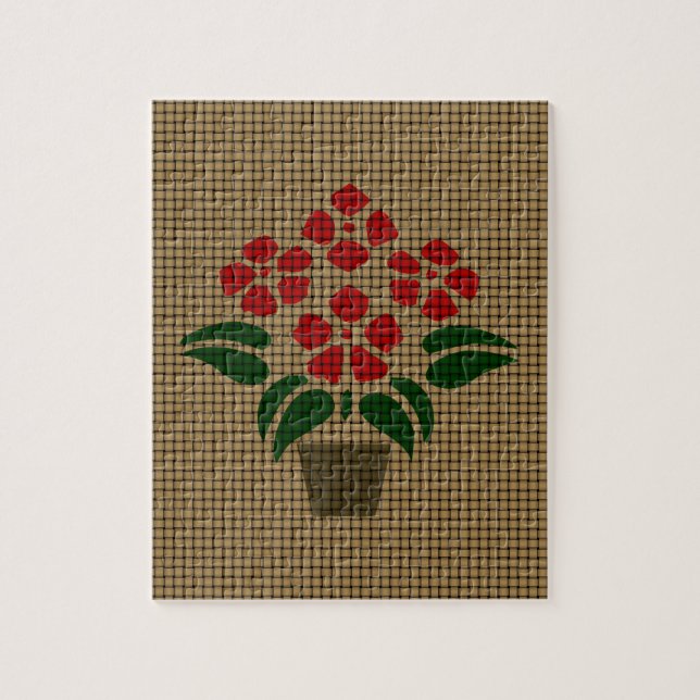 Woven Red Poinsetta Jigsaw Puzzle (Vertical)