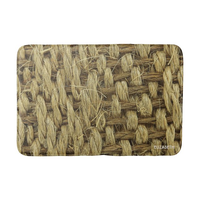 Woven Seagrass Seamless Pattern Imitation Bath Mat (Front)