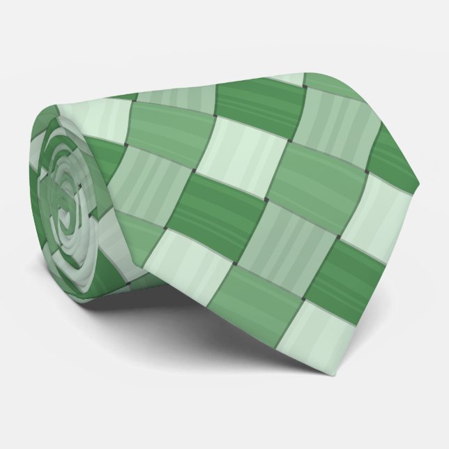 Woven Spring Green Diagonal Tiles Tie (Rolled)