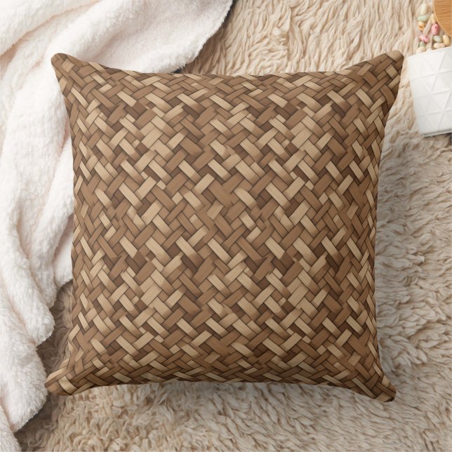Woven texture in brown and beige pattern  throw pillow (Blanket)