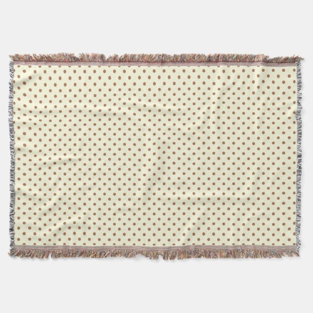 Woven Throw Blanket Dots Dark Brown Cream (Front)