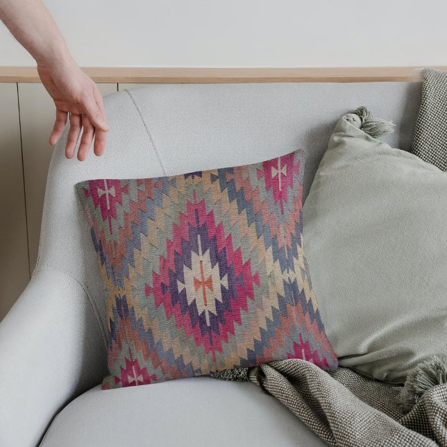Woven Turkish Kilim Carpet Rug Antique Throw Pillow (Creator Uploaded)