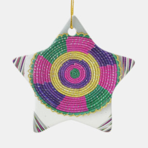Woven Whirl Art Print Ceramic Ornament