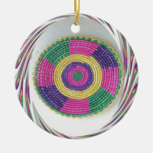 Woven Whirl Art Print Ceramic Ornament