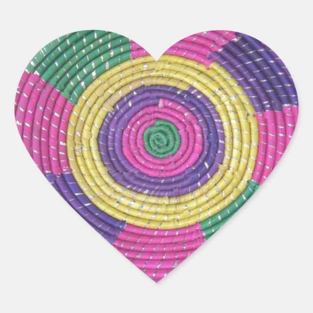 Woven Whirl Art Print Heart Sticker (Front)