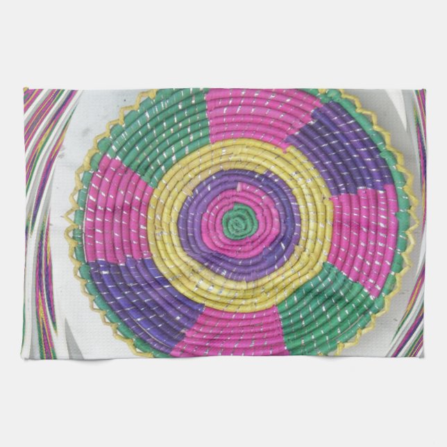 Woven Whirl Art Print Kitchen Towel (Horizontal)