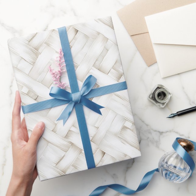 Woven white basket weave Wedding Wrapping Paper (Gifting)