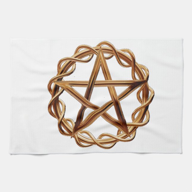 Woven Wicca Pentagram Kitchen Towel (Horizontal)