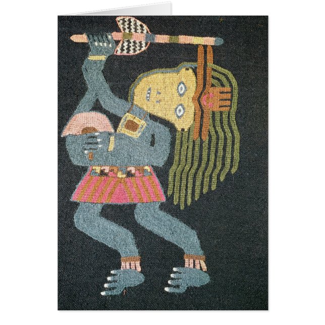 Woven wool dancer with baton, Paracas tribe (Front)