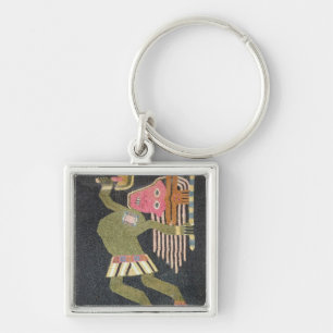 Woven wool dancer with baton, Paracas tribe Keychain