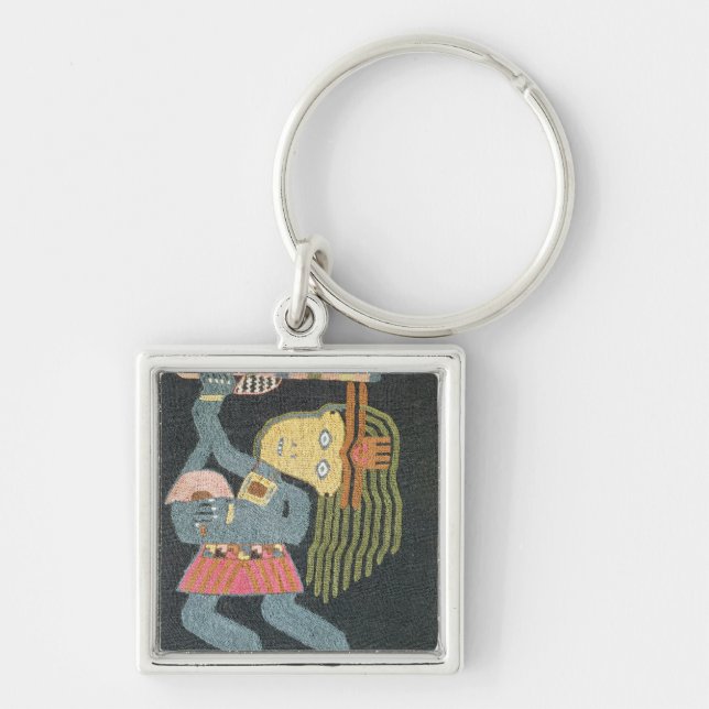 Woven wool dancer with baton, Paracas tribe Keychain (Front)