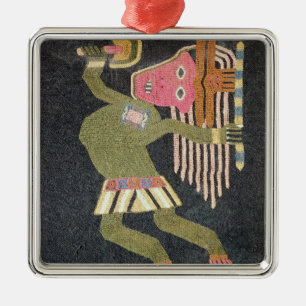 Woven wool dancer with baton, Paracas tribe Metal Ornament