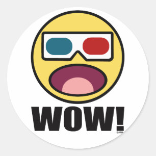 Wow! 3D Classic Round Sticker